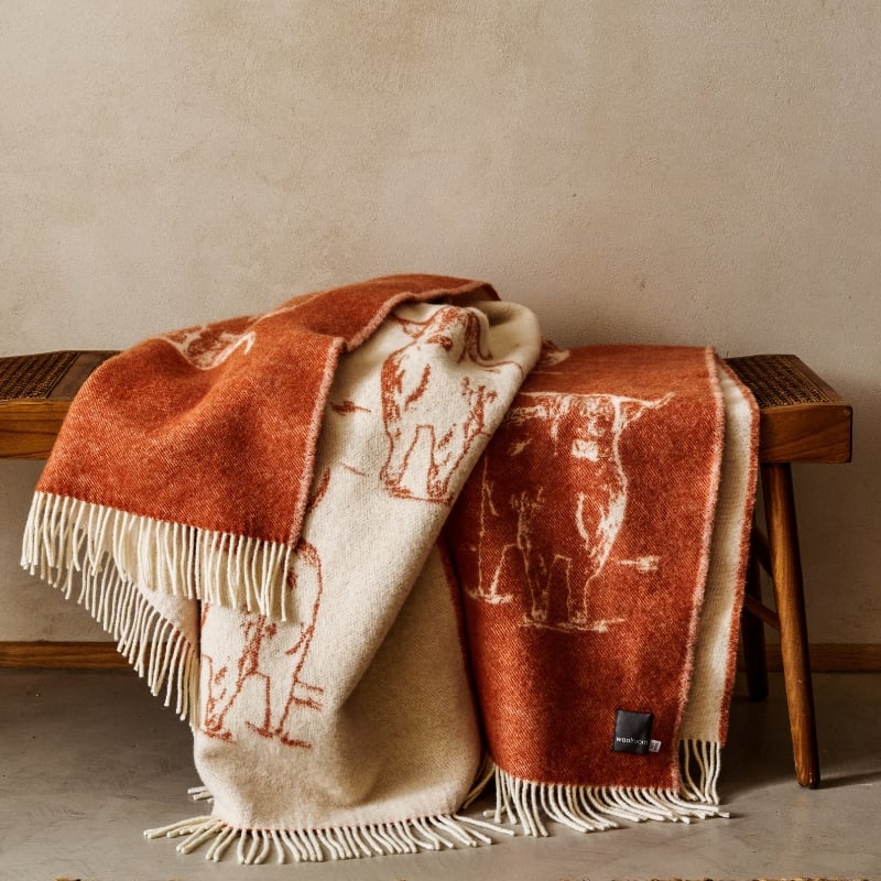 Woolroom Highland Coo Pure New Wool Throw
