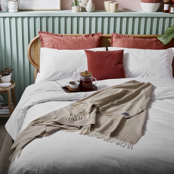 Parquet Merino Throw - Beige
