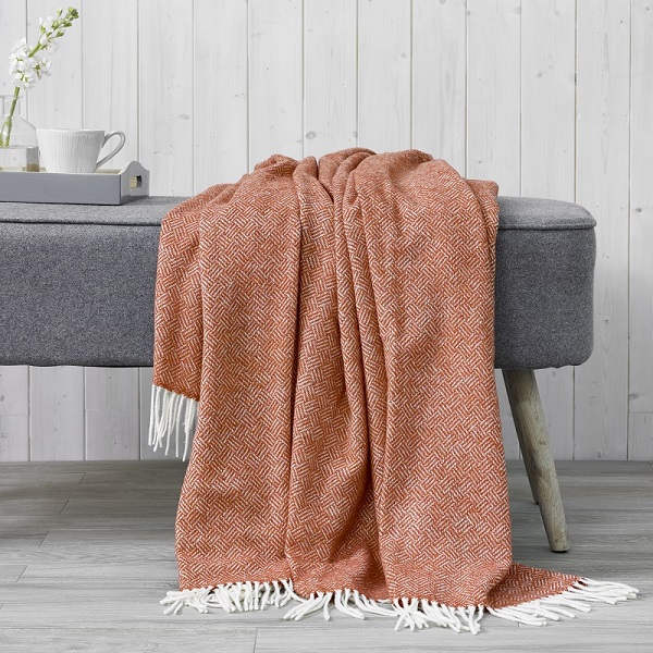 Parquet Merino Throw - Coral