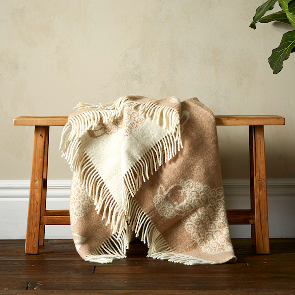 Wool Blanket - Beige Curly Lamb Blanket