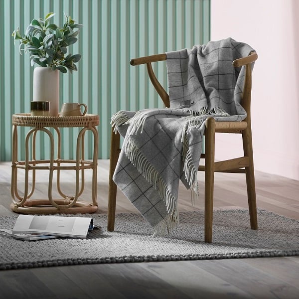 Woolroom Check Merino Throw - Grey