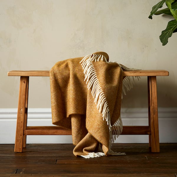 Woolroom Herringbone Shetland Throw - Gold