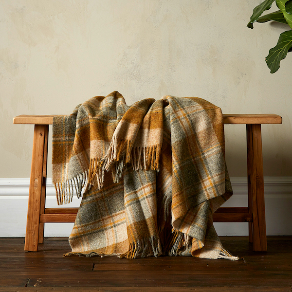 Woolroom Snowhill Shetland Throw - Mustard