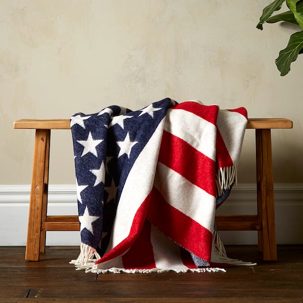 USA Merino Throw - Red, White & Blue
