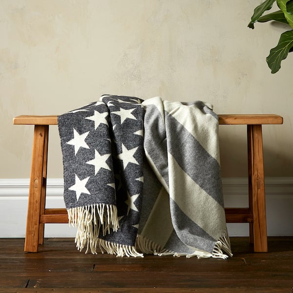 USA Merino Throw - Grey & White