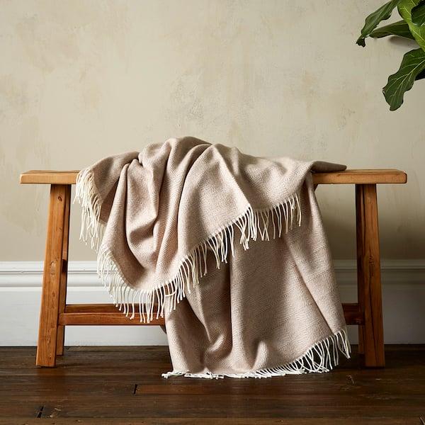 Woolroom Diamond Twill Throw - Beige