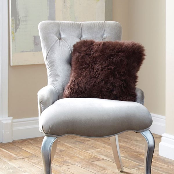Single Sided Sheepskin Cushion Cover - Chocolate