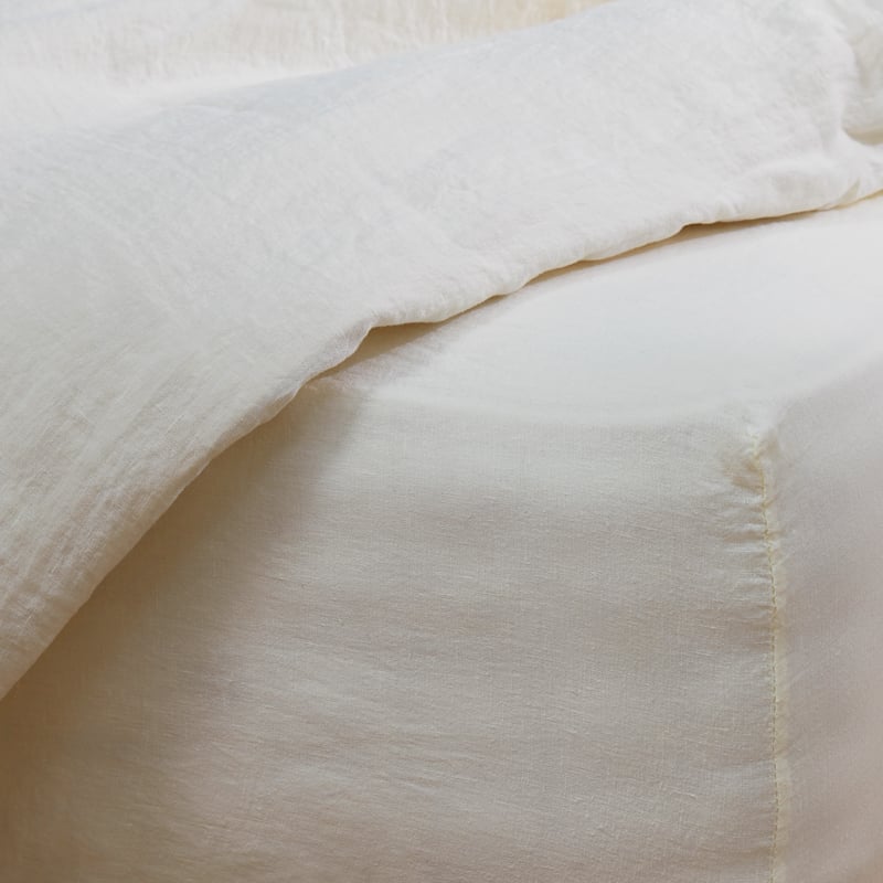 Catarina 100% Linen Fitted Sheet - Ivory