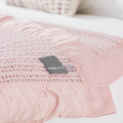 Ribblesdale Cellular Wool Bed Blanket - Powder Pink