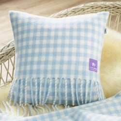 Wool Baby Cushion, Blue Gingham Check