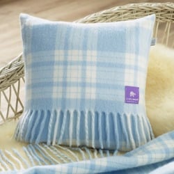 Wool Baby Cushion, Blue Menzies Check