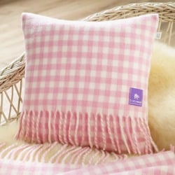 Wool Baby Cushion, Pink Gingham Check