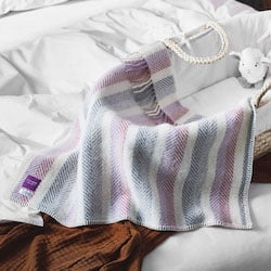 Babywool Pram Blanket - Rainbow Stripe Lilac