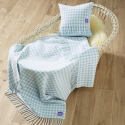 Merino Wool Baby Blanket, Blue Gingham