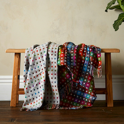 Sofa Throw - Grey Rainbow Spot Throw