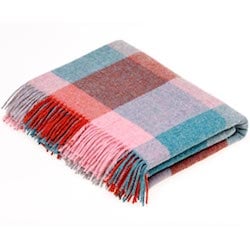 Rome Wool Throw - Flamingo/Aqua