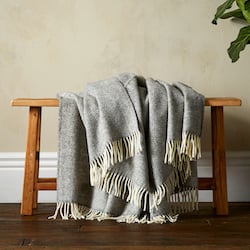 Greta Herringbone Wool Blanket - Grey