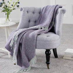 Herringbone Bright Heather Shetland Wool Throw