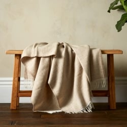 Woolroom Lilly Herringbone Pure New Wool Throw - Beige