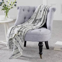 Multistripe Grey Lambswool Throw