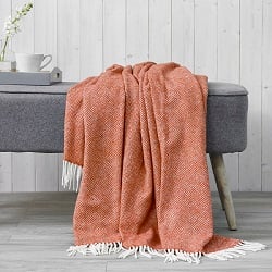 Parquet Merino Throw - Coral