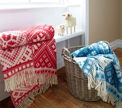Wool Blanket - Red Fair Isle Blanket