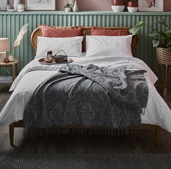 Woolroom Bayswater Paisley Merino Throw - Aqua