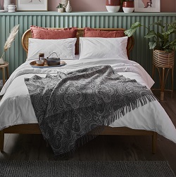 Woolroom Bayswater Paisley Merino throw - Slate