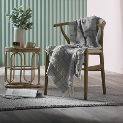 Woolroom Check Merino Throw - Grey