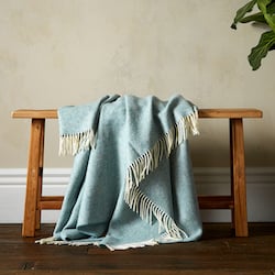 Woolroom Herringbone Shetland Throw - Duck Egg