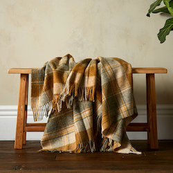 Woolroom Snowhill Shetland Throw - Mustard