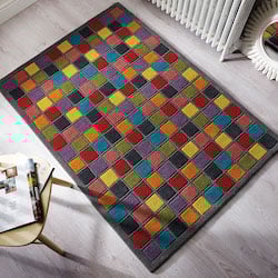 Illusion Brights Wool Rug - Campari Multi