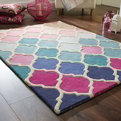 Illusion Brights Wool Rug - Rosella Pink Blue
