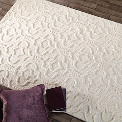 Moorish Traditional Carved Wool Rug - Marrakech Cream