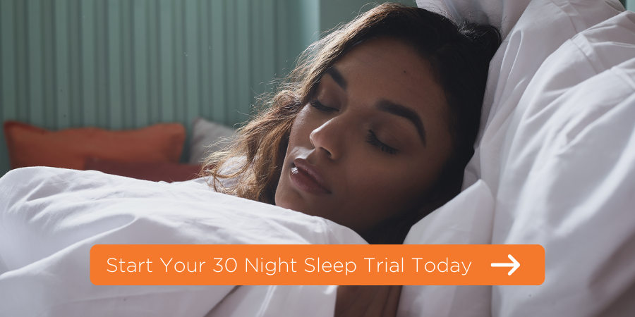 women asleep in bed with a link to the 30 night trial